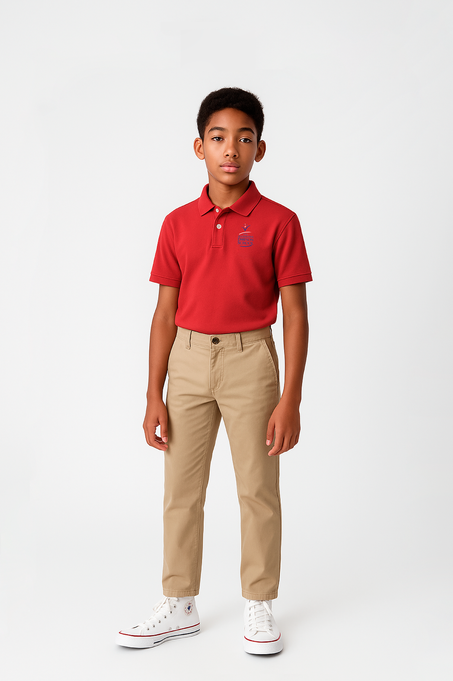 Boys/Unisex Classic Fit Red Short Sleeve Performance Polo