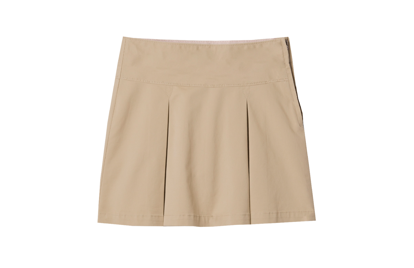Girls Khaki Box Pleat Skort