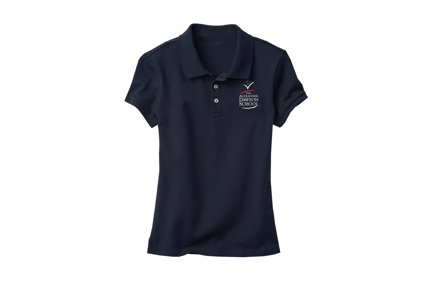 Girls Feminine Fit Navy Short Sleeve Pique Polo