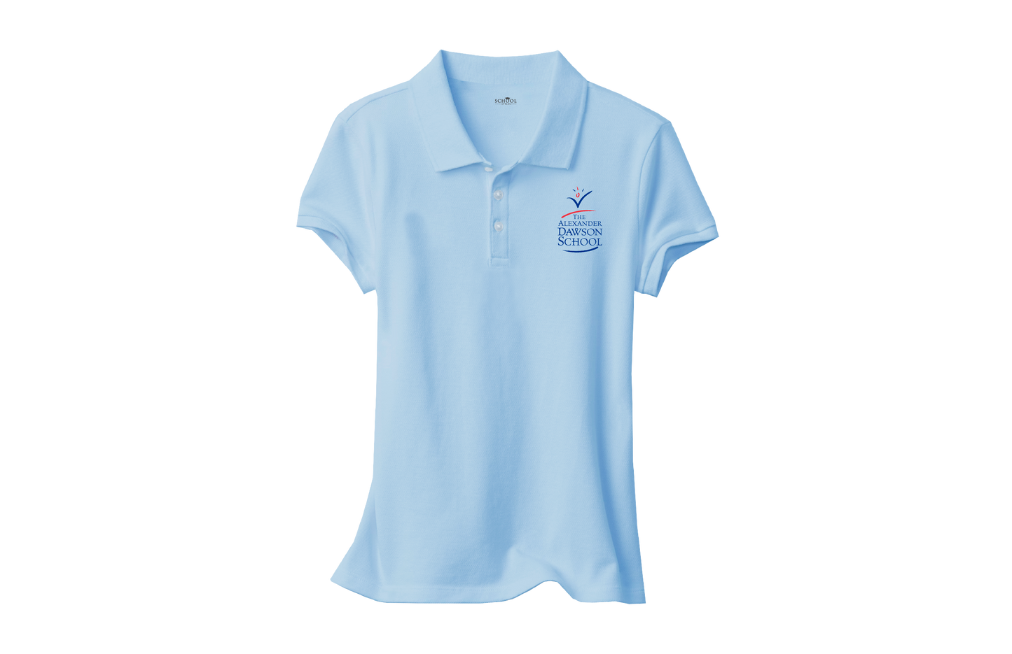 Girls Feminine Fit Light Blue Short Sleeve Pique Polo