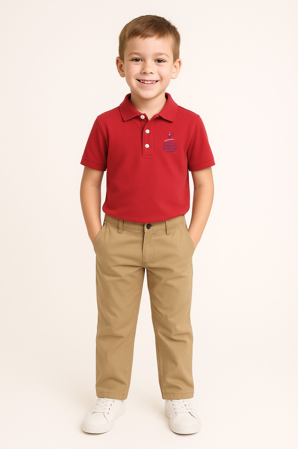 Boys/Unisex Classic Fit Red Short Sleeve Pique Polo