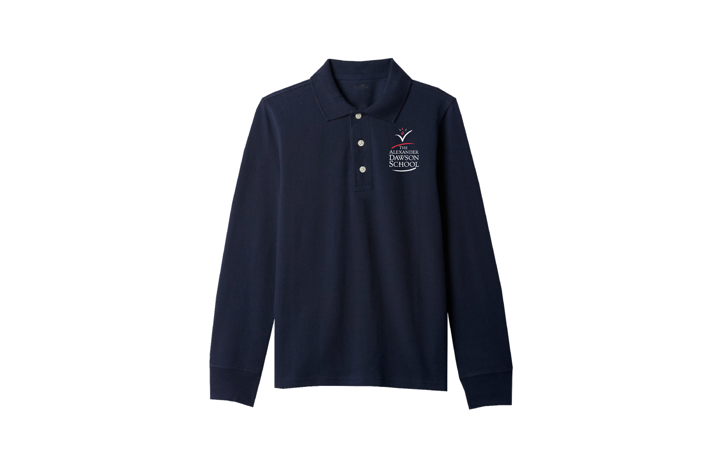 Boys/Unisex Classic Fit Navy Long Sleeve Pique Polo