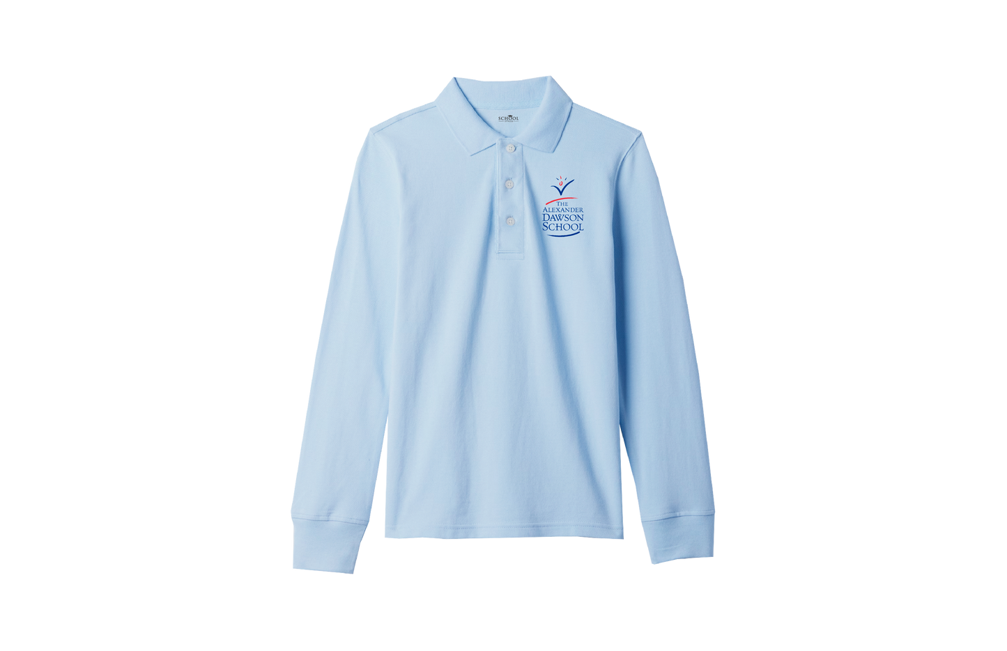 Boys/Unisex Classic Fit Light Blue Long Sleeve Pique Polo