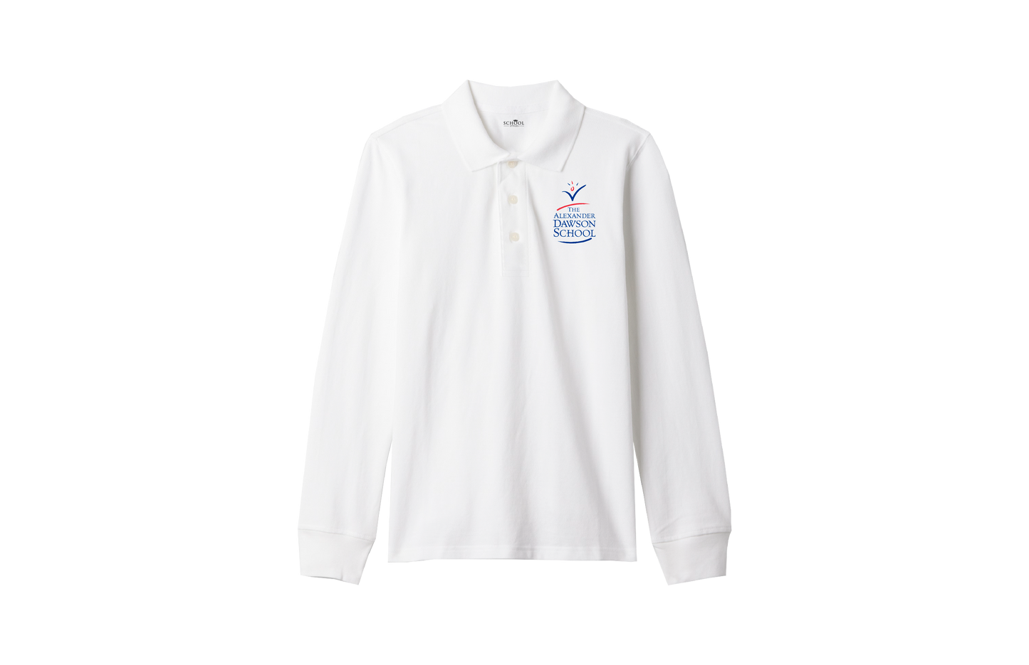 Boys/Unisex Classic Fit White Long Sleeve Pique Polo