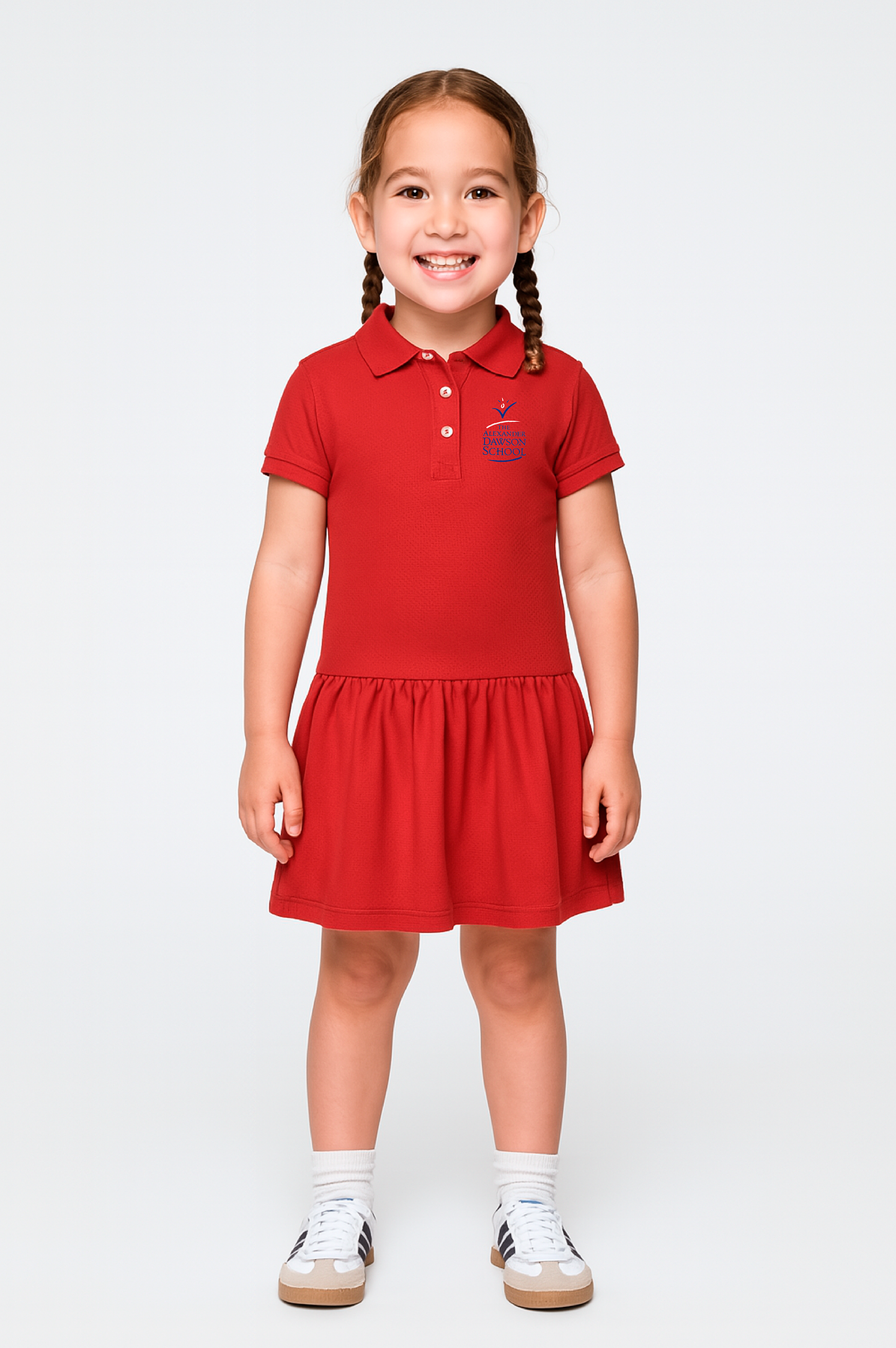 Girls Red Pique Polo Dress