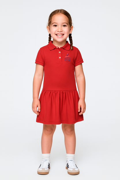 Girls Red Pique Polo Dress