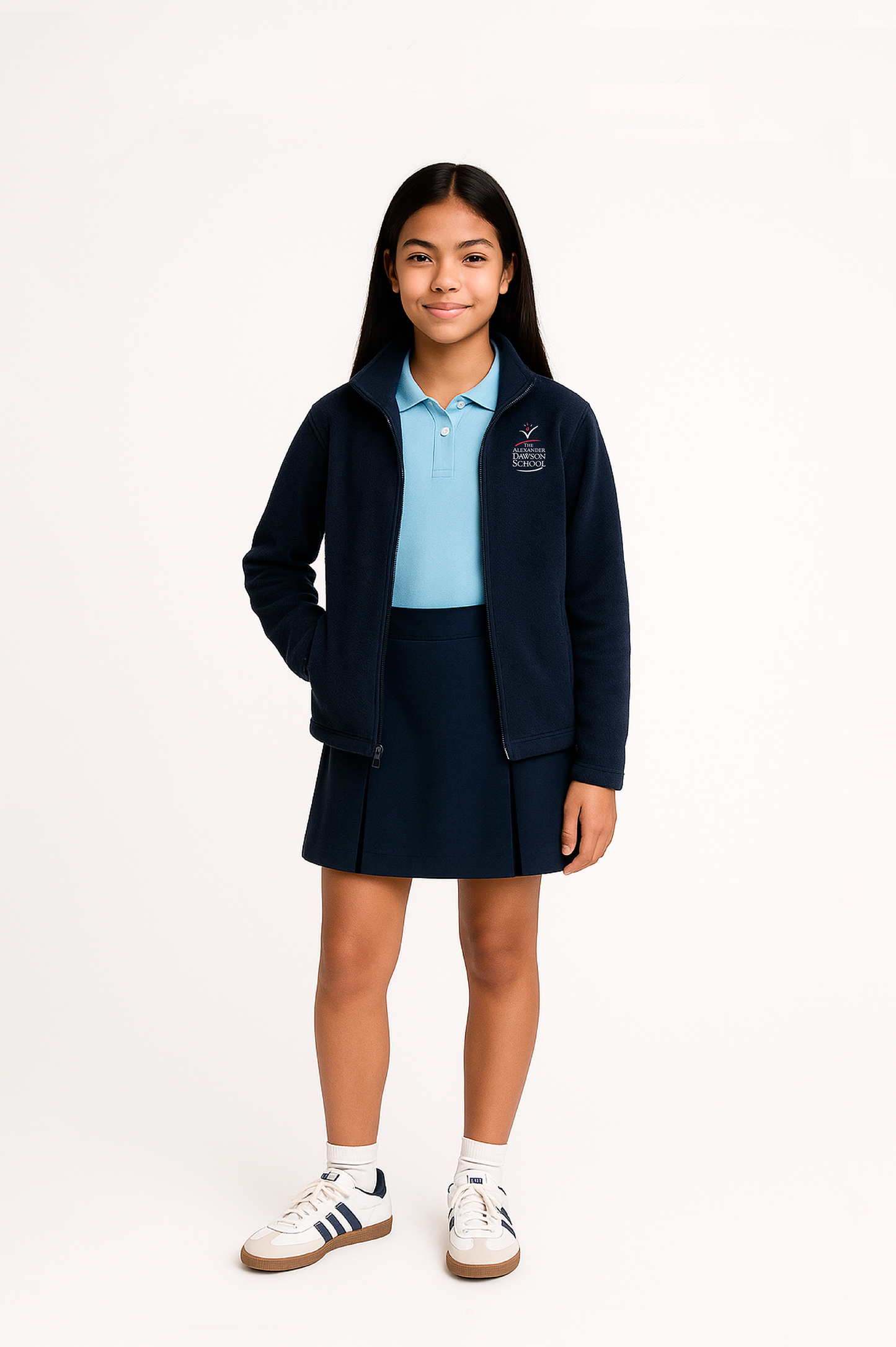 Unisex Navy Full-Zip Micro Fleece Jacket