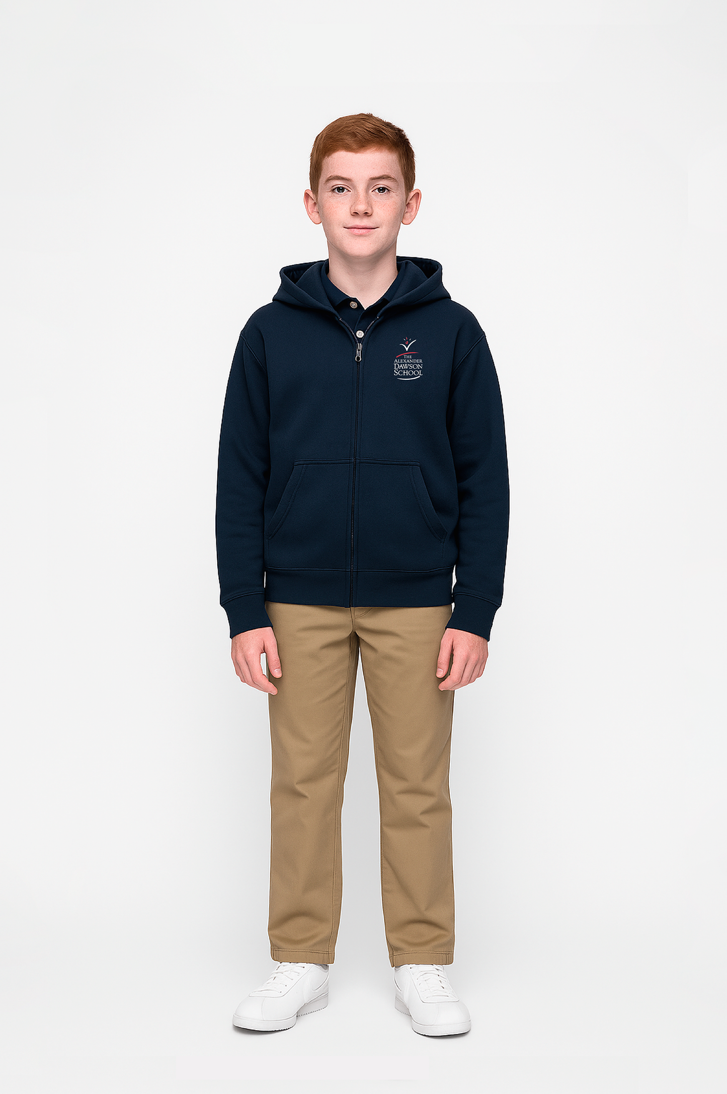 Unisex Navy Fleece Zip-Front Hoodie