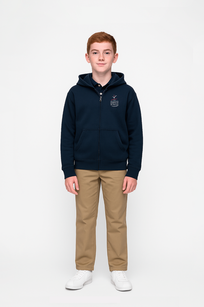 Unisex Navy Fleece Zip-Front Hoodie