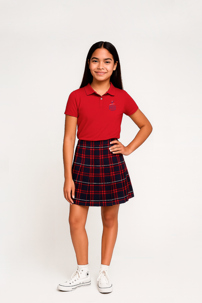 Girls Plaid Knife Pleat Skort