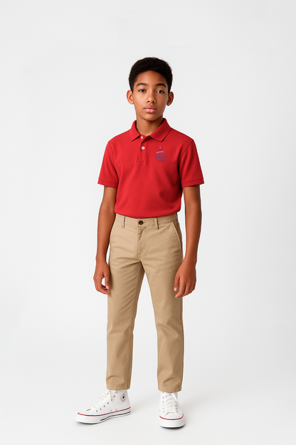 Boys/Unisex Classic Fit Red Short Sleeve Performance Polo