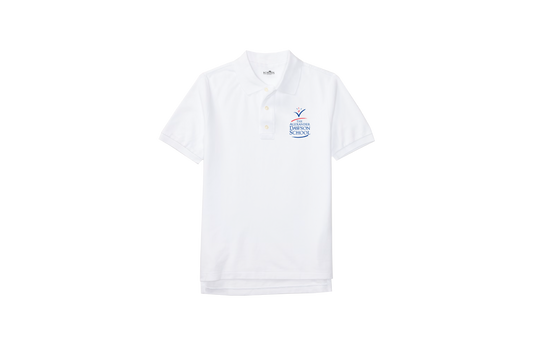 Boys/Unisex Classic Fit White Short Sleeve Pique Polo