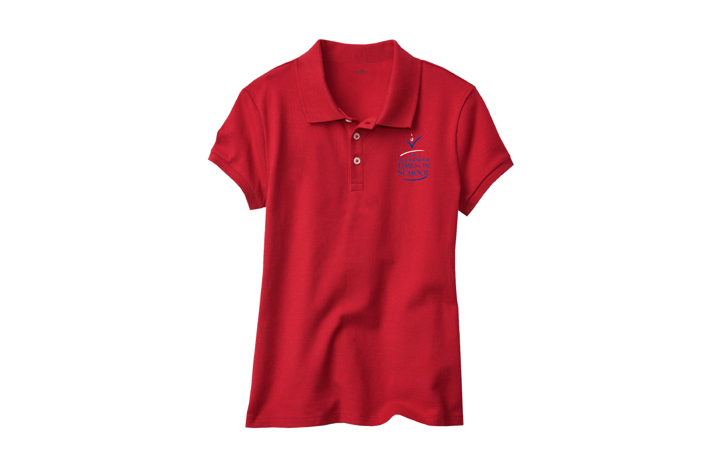 Girls Feminine Fit Red Short Sleeve Pique Polo