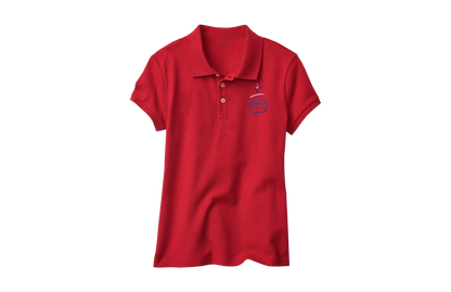 Girls Feminine Fit Red Short Sleeve Pique Polo