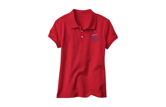 Girls Feminine Fit Red Short Sleeve Pique Polo