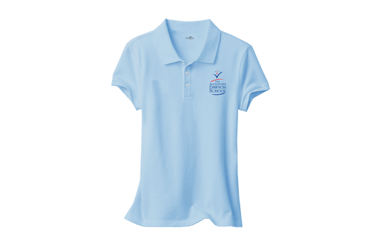 Girls Feminine Fit Light Blue Short Sleeve Pique Polo