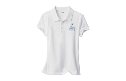 Girls Feminine Fit White Short Sleeve Pique Polo