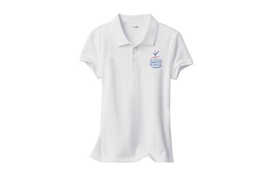 Girls Feminine Fit White Short Sleeve Pique Polo