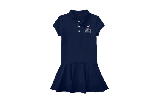 Girls Navy Pique Polo Dress
