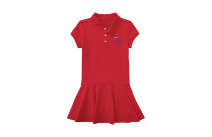 Girls Red Pique Polo Dress