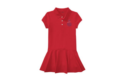 Girls Red Pique Polo Dress