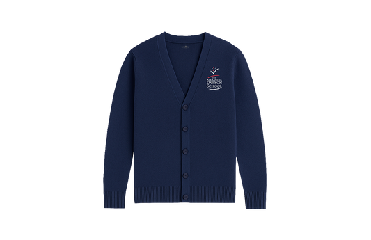 Unisex Navy Knit V-Neck Cardigan