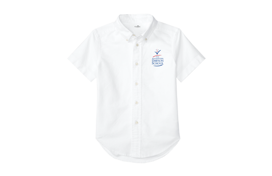 Unisex White Short Sleeve Oxford Shirt