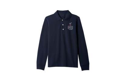 Boys/Unisex Classic Fit Navy Long Sleeve Pique Polo