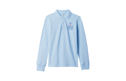 Boys/Unisex Classic Fit Light Blue Long Sleeve Pique Polo