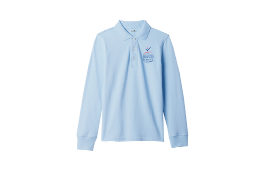 Boys/Unisex Classic Fit Light Blue Long Sleeve Pique Polo