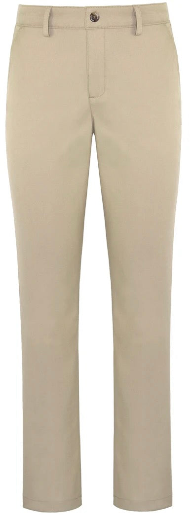 Mid-rise stretch twill tapered leg pants