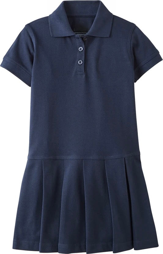 Pleated pique polo dress