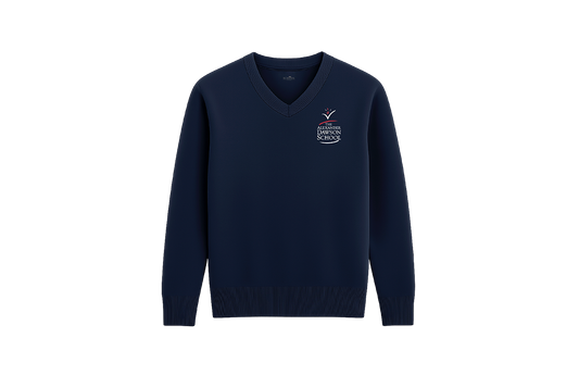Unisex Navy Knit V-Neck Sweater